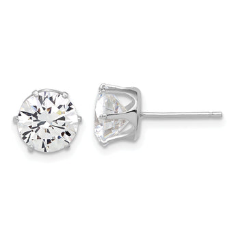 Sterling Silver Rhodium-plated Polished 8mm CZ Post Stud Earrings