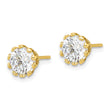 Sterling Silver Gold-tone 7mm CZ Crown Post Stud Earrings
