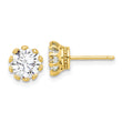 Sterling Silver Gold-tone 7mm CZ Crown Post Stud Earrings