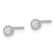 Sterling Silver Rhod-plated 3mm CZ Grooved Bezel Post Stud Earrings