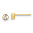 Sterling Silver Gold-tone 3mm CZ Grooved Bezel Post Stud Earrings