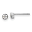 Sterling Silver Rhod-plated 3mm CZ Grooved Bezel Post Stud Earrings