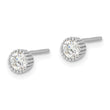 Sterling Silver Rhod-plated 4mm CZ Grooved Bezel Post Stud Earrings