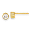 Sterling Silver Gold-tone 4mm CZ Grooved Bezel Post Stud Earrings