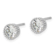 Sterling Silver Rhod-plated 6mm CZ Grooved Bezel Post Stud Earrings