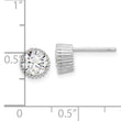 Sterling Silver Rhod-plated 6mm CZ Grooved Bezel Post Stud Earrings