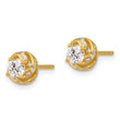 Sterling Silver Gold-tone Polished Swirl CZ Circle Post Earrings