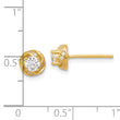 Sterling Silver Gold-tone Polished Swirl CZ Circle Post Earrings