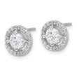 Sterling Silver Rhodium-plated Polished Round CZ Halo Post Earrings - Birthstone Company