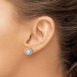 Sterling Silver Rhodium-plated Polished Round CZ Halo Post Earrings - Birthstone Company