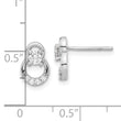 Sterling Silver Rhod-plated Polished Fancy CZ Double Circle Post Earrings