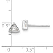 Sterling Silver RH-plated Polished 4mm CZ Triangle Post Stud Earrings