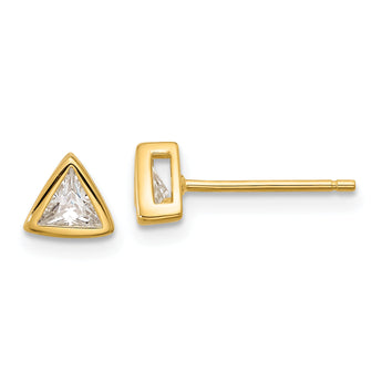 Sterling Silver Gold-tone Polished 4mm CZ Triangle Post Stud Earrings