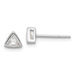Sterling Silver RH-plated Polished 4mm CZ Triangle Post Stud Earrings