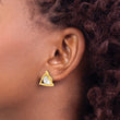 Sterling Silver Gold Tone Polished CZ Triangle Post Earrings