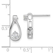 Sterling Silver Rhodium-plated Polished CZ Teardrop Post Earrings