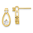 Sterling Silver Gold-tone Polished CZ Teardrop Post Earrings