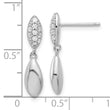Sterling Silver Rhod-plated Polished CZ Teardrop Post Dangle Earrings