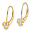 Sterling Silver Gold-tone Polished Three CZ Leverback Earrings