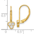Sterling Silver Gold-tone Polished Three CZ Leverback Earrings