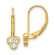 Sterling Silver Gold-tone Polished Three CZ Leverback Earrings