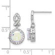 Sterling Silver Rhod-plated Iridescent & Clear CZ Post Dangle Earrings