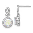 Sterling Silver Rhod-plated Iridescent & Clear CZ Post Dangle Earrings