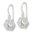 Sterling Silver E-coated Polished CZ Hexagon Dangle Earrings