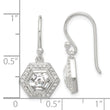 Sterling Silver E-coated Polished CZ Hexagon Dangle Earrings