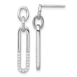 Sterling Silver Rhodium-plated Polished CZ Link Post Dangle Earrings