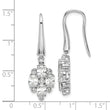 Sterling Silver Rhod-plated Polished Fancy CZ Cluster Dangle Earrings