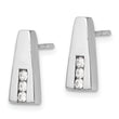 Sterling Silver Rhodium-plated Polished CZ Post Earrings