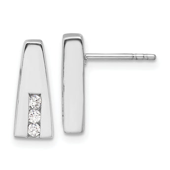 Sterling Silver Rhodium-plated Polished CZ Post Earrings