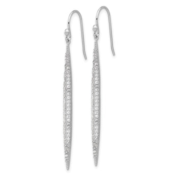 Sterling Silver Rhodium-plated Polished CZ Point Dangle Earrings
