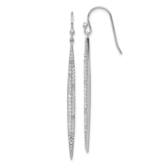 Sterling Silver Rhodium-plated Polished CZ Point Dangle Earrings