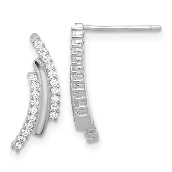 Sterling Silver Rhodium-plated Polished Fancy CZ Drop Post Earrings