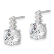 Sterling Silver Rhodium-plated Polished 8mm CZ Post Dangle Earrings