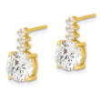 Sterling Silver Gold-tone Polished 8mm CZ Post Dangle Earrings