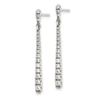 Sterling Silver Polished & Antiqued Graduated CZ Post Dangle Earrings