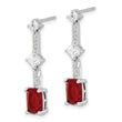 Sterling Silver Rhod-plated Fancy Red & White CZ Post Dangle Earrings - Birthstone Company