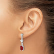 Sterling Silver Rhod-plated Fancy Red & White CZ Post Dangle Earrings - Birthstone Company