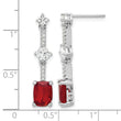 Sterling Silver Rhod-plated Fancy Red & White CZ Post Dangle Earrings - Birthstone Company