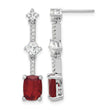 Sterling Silver Rhod-plated Fancy Red & White CZ Post Dangle Earrings - Birthstone Company