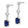 Sterling Silver RH-plated Fancy Blue & White CZ Post Dangle Earrings - Birthstone Company