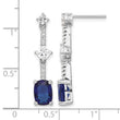 Sterling Silver RH-plated Fancy Blue & White CZ Post Dangle Earrings - Birthstone Company