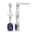 Sterling Silver RH-plated Fancy Blue & White CZ Post Dangle Earrings - Birthstone Company