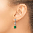 Sterling Silver RH-plated Fancy Green & White CZ Post Dangle Earrings - Birthstone Company