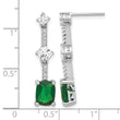 Sterling Silver RH-plated Fancy Green & White CZ Post Dangle Earrings - Birthstone Company
