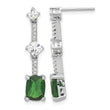 Sterling Silver RH-plated Fancy Green & White CZ Post Dangle Earrings - Birthstone Company