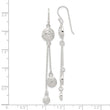 Sterling Silver Polished & Textured Multi-chain Rose Dangle Earrings
